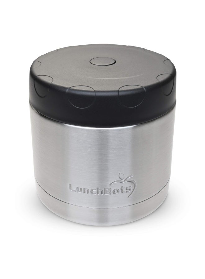 LunchBots 16oz Thermos Stainless Steel Wide Mouth - Insulated Thermos With Vented Lid - Keeps Food Hot or Cold for Hours - Leak-Proof Portable Thermal Food Jar is Ideal for Soup - 16 ounce - Black