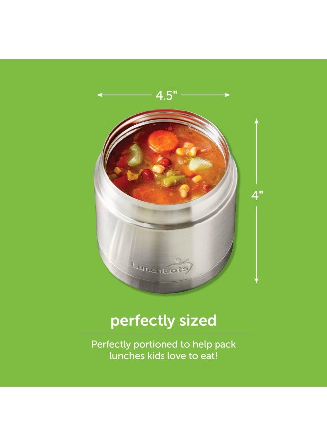 LunchBots 16oz Thermos Stainless Steel Wide Mouth - Insulated Thermos With Vented Lid - Keeps Food Hot or Cold for Hours - Leak-Proof Portable Thermal Food Jar is Ideal for Soup - 16 ounce - Black