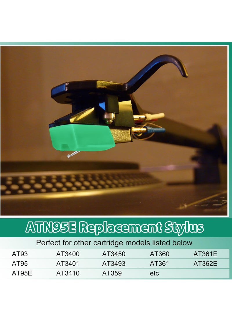 Replacement Stylus for AT95E Cartridge, Diamond Needles for Audio,Technica Turntables, Compatible with AT,LP120,USB, Fits AT93 and AT3400