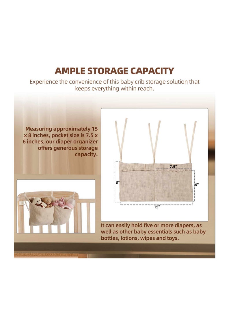 Multi-Functional Diaper Caddy and Organizer for Changing Tables and Cribs Stylish Nursery Storage Solution for Baby Essentials Khaki Color 8x15 Inches