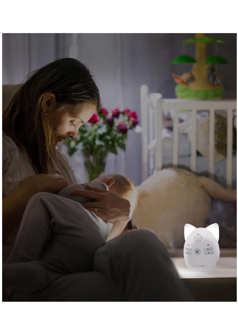 Audio Baby Monitor, 2.4GHz Digital Two-Way Intercom for Parents, Nanny, Grandparents, VOX Mode, Long Range up to 200m, Crystal-Clear Sound, Lullabies, Night Light, Music Play, Plug & Play