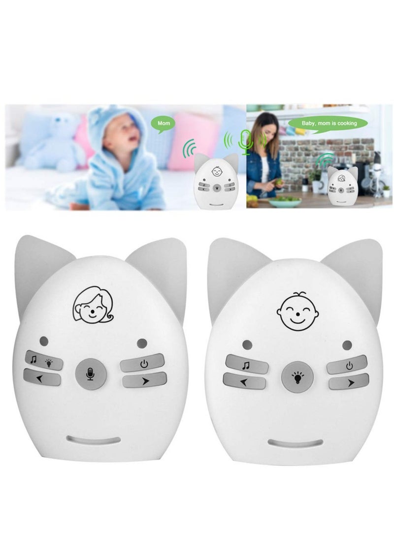 Audio Baby Monitor, 2.4GHz Digital Two-Way Intercom for Parents, Nanny, Grandparents, VOX Mode, Long Range up to 200m, Crystal-Clear Sound, Lullabies, Night Light, Music Play, Plug & Play