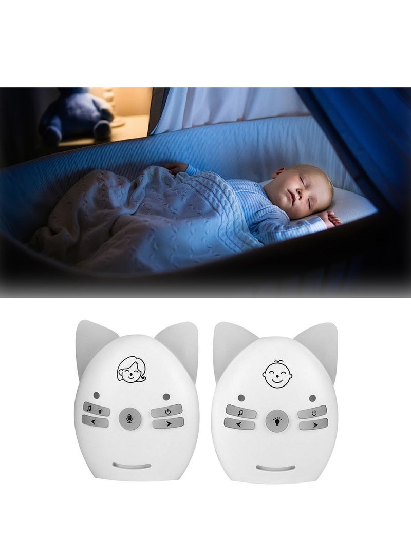 Audio Baby Monitor, 2.4GHz Digital Two-Way Intercom for Parents, Nanny, Grandparents, VOX Mode, Long Range up to 200m, Crystal-Clear Sound, Lullabies, Night Light, Music Play, Plug & Play