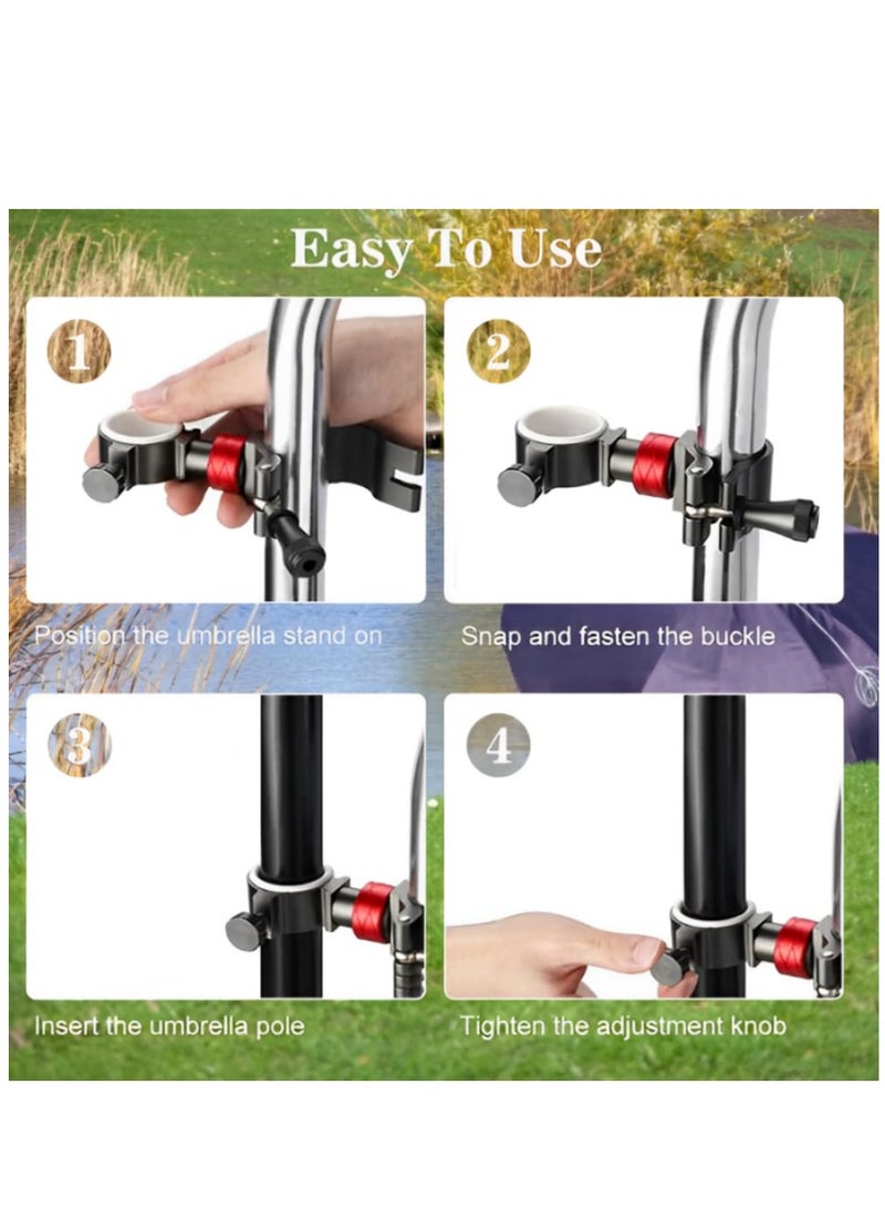 Adjustable Aluminum Fishing Chair Umbrella Holder Universal Mount Clip for Fishing Rod and Parasol