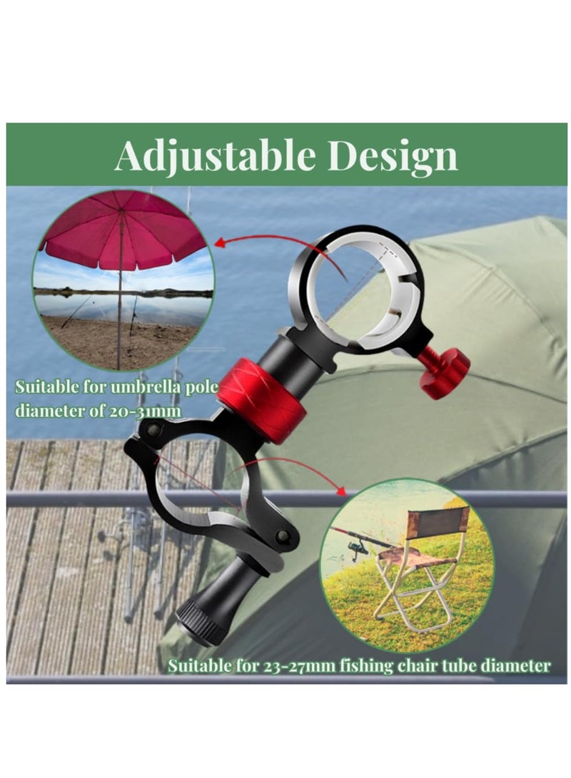 Adjustable Aluminum Fishing Chair Umbrella Holder Universal Mount Clip for Fishing Rod and Parasol