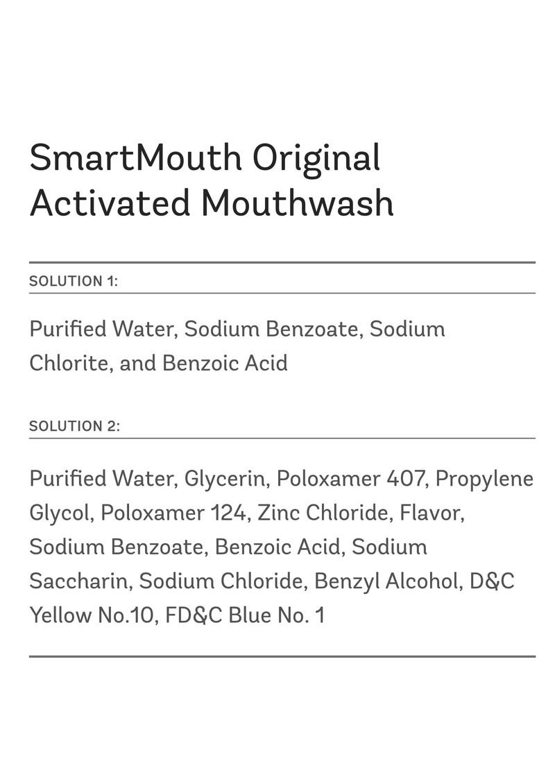 SmartMouth Original Activated Mouthwash - Adult Mouthwash for Fresh Breath - Oral Rinse for 24-Hour Bad Breath Relief with Twice Daily Use - Fresh Mint Flavor, 16 fl oz / 473 ml - Packaging may vary