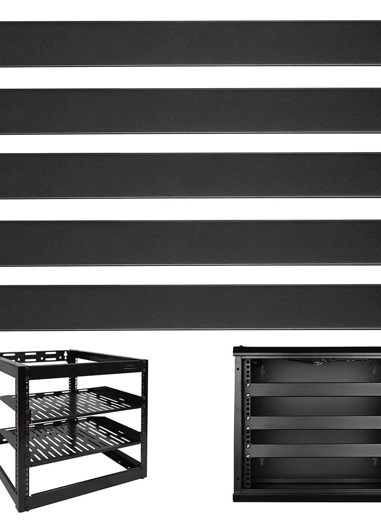 5 Pack 1U Blank Metal Filler Panels for 19 Inch Server and Network Racks in Black Color