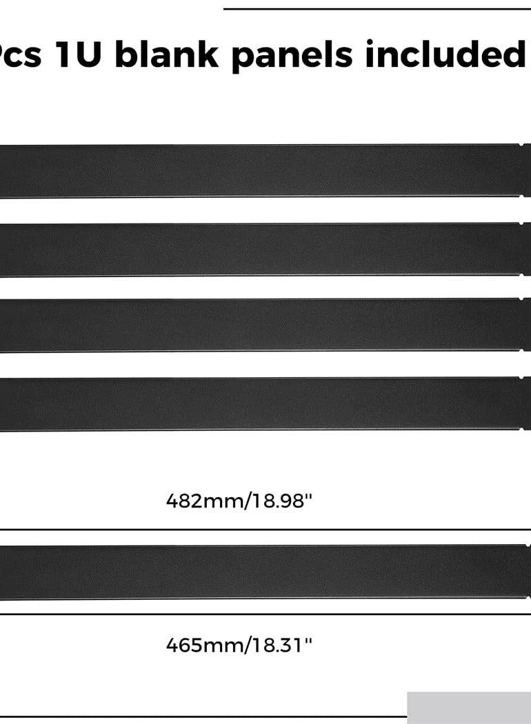 5 Pack 1U Blank Metal Filler Panels for 19 Inch Server and Network Racks in Black Color