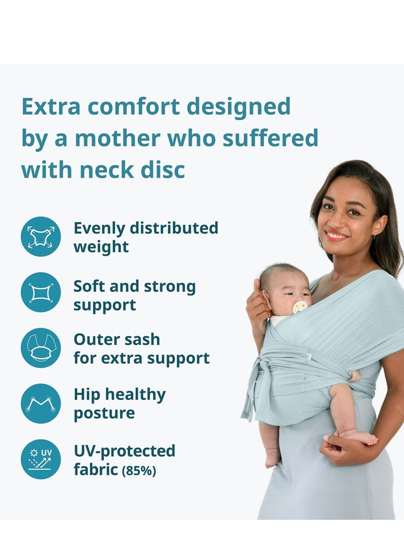 Baby Carrier Wrap Summer Mesh Breathable Baby Carrier Easy To Wear Hands-Free Baby Carrier Moisture Wicking Soft Ideal For Newborns And Kids Under 44Lbs Light Blue