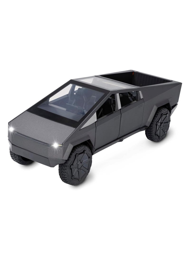 1:32 Scale Cybertruck Model Toy Pull Back Pick-Up Truck with Sound and Light, Alloy Diecast Cyber-Truck Toys for Kids Gift or Tesla Vehicles Model Collection Enthusiasts (1/32 Matte Black)