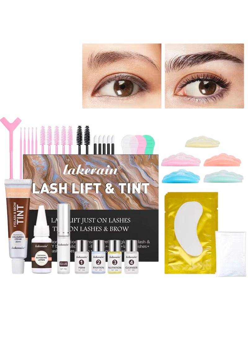 Lash Lift and Tint Dye Kit Eyelash and Eyebrow Tint Dye Color Kit Professional Eyelash Lifting Kit for Home and Salon Use Lash Lifting Kit with Tools Eyebrow Tint Dye Kit Eyebrow Lash Color Kit Black