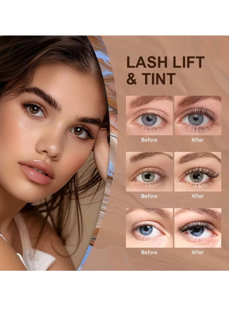 Lash Lift and Tint Dye Kit Eyelash and Eyebrow Tint Dye Color Kit Professional Eyelash Lifting Kit for Home and Salon Use Lash Lifting Kit with Tools Eyebrow Tint Dye Kit Eyebrow Lash Color Kit Brown