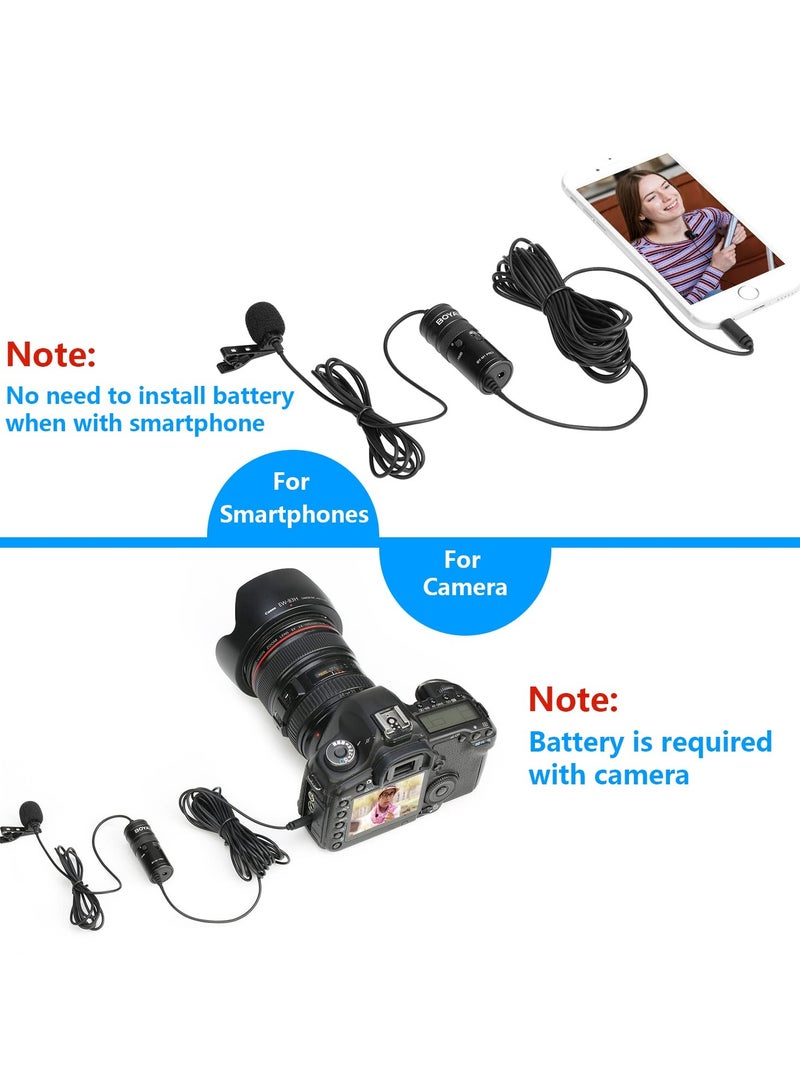 BOYA by-M1 Pro Professional Lavalier Microphone Omnidirectional Clip on Lapel Mic for DSLR Camera/Camcorders iPhone/iPad Android Smartphone PC Laptop