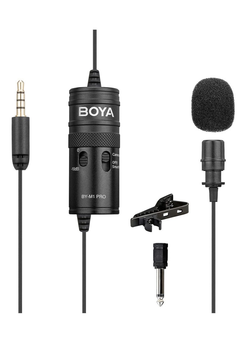 BOYA by-M1 Pro Professional Lavalier Microphone Omnidirectional Clip on Lapel Mic for DSLR Camera/Camcorders iPhone/iPad Android Smartphone PC Laptop