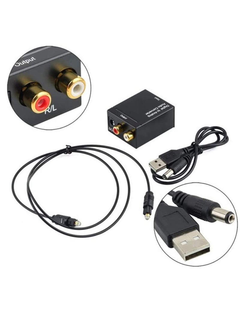 Digital to Analog Audio Converter Adapter DAC SPDIF Optical to L/R RCA to Jack with Fiber and USB Cable for PS3 HD DVD PS4 Amp Apple TV Home Cinema