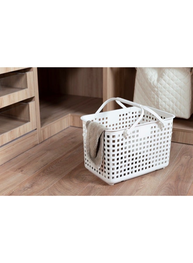 Nachi Multi Purpose Basket With Lid and Handle, White, 46 X 32 X 31 CM