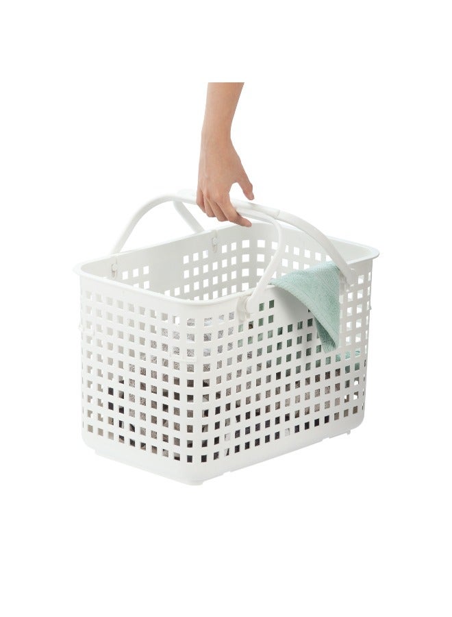 Nachi Multi Purpose Basket With Lid and Handle, White, 46 X 32 X 31 CM