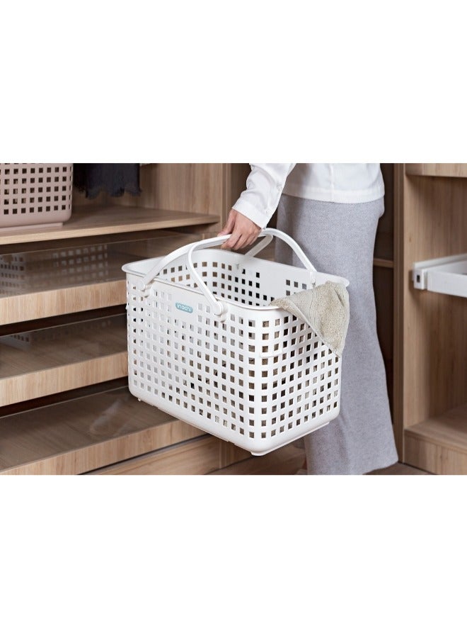 Nachi Multi Purpose Basket With Lid and Handle, White, 46 X 32 X 31 CM