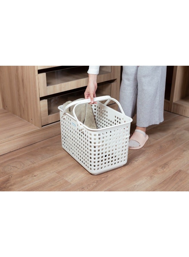 Nachi Multi Purpose Basket With Lid and Handle, White, 46 X 32 X 31 CM