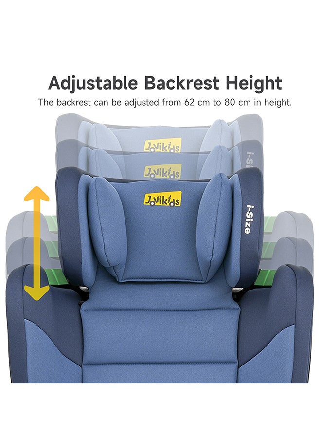 Cabin Size Portable Rober i-Size Booster Seat With ISOFIX, 100 - 150 CM (Approx. 3 To 12 Years), Adjustbale Height And Width, ECE R129, Blue