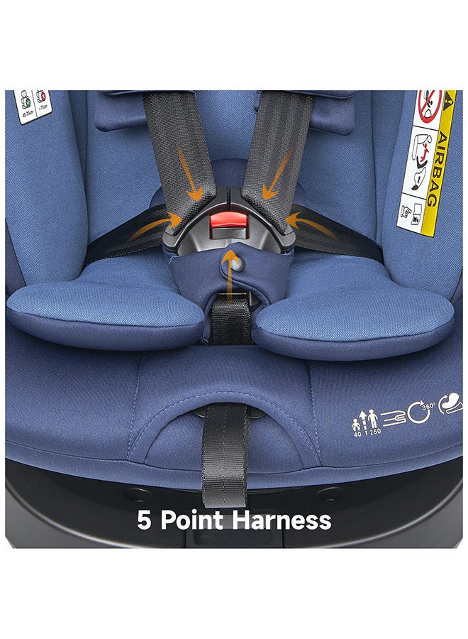 Rotating Ranger TT ISOFIX Car Seat 360° For Baby, 40-150 CM, 0 - 12 Years, ECE R129/E4 I-Size, Fixations ISOFIX, Top Tether - Blue