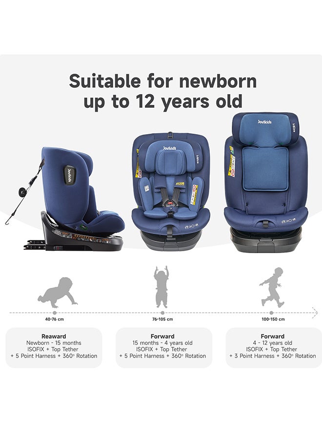 Rotating Ranger TT ISOFIX Car Seat 360° For Baby, 40-150 CM, 0 - 12 Years, ECE R129/E4 I-Size, Fixations ISOFIX, Top Tether - Blue