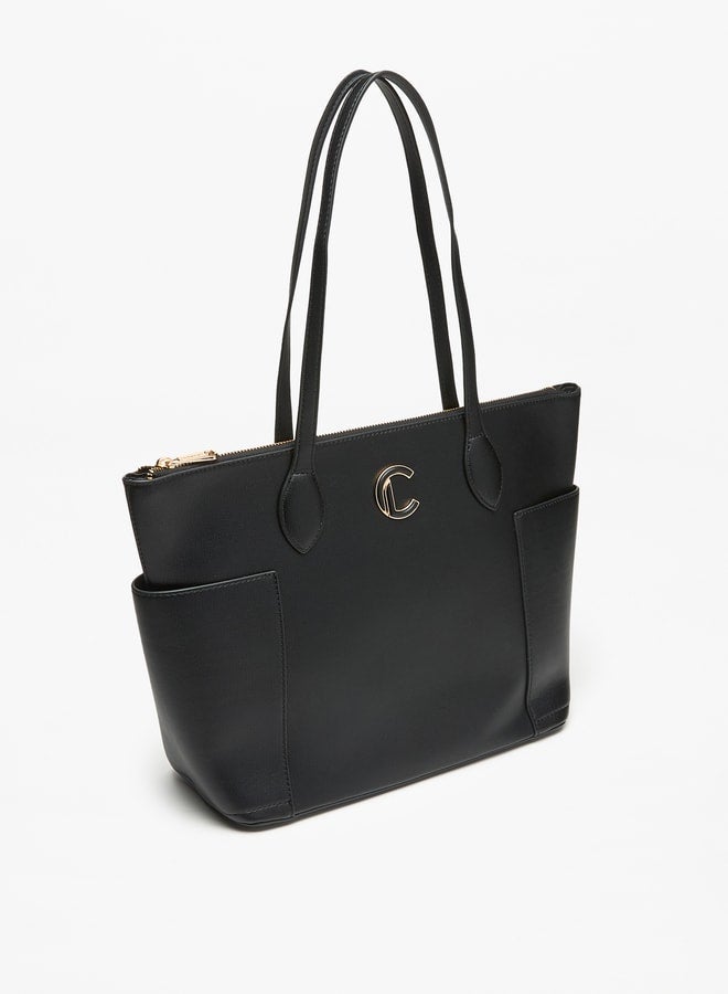 Le Confort Solid Tote Bag with Handles and Zip Closure