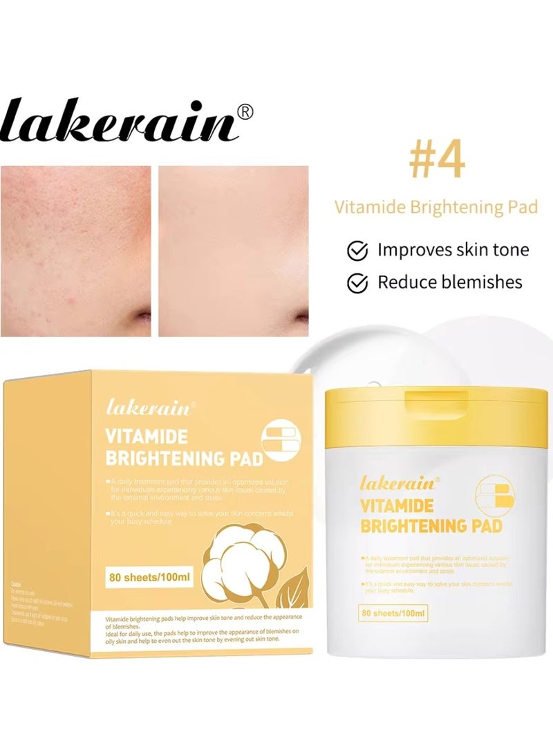 80Pcs 100ml Vitamide Brightening Pad 100ml Vitamide Brightening Pads Helps Improve Skin Tone Reduce Blemishes and Improve Blemishes on Oily Skin Hydrating Moisturizing Nourishing Pads 04