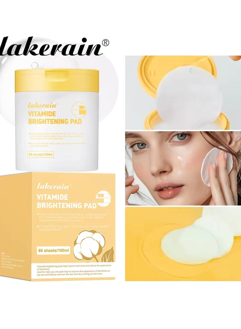 80Pcs 100ml Vitamide Brightening Pad 100ml Vitamide Brightening Pads Helps Improve Skin Tone Reduce Blemishes and Improve Blemishes on Oily Skin Hydrating Moisturizing Nourishing Pads 04