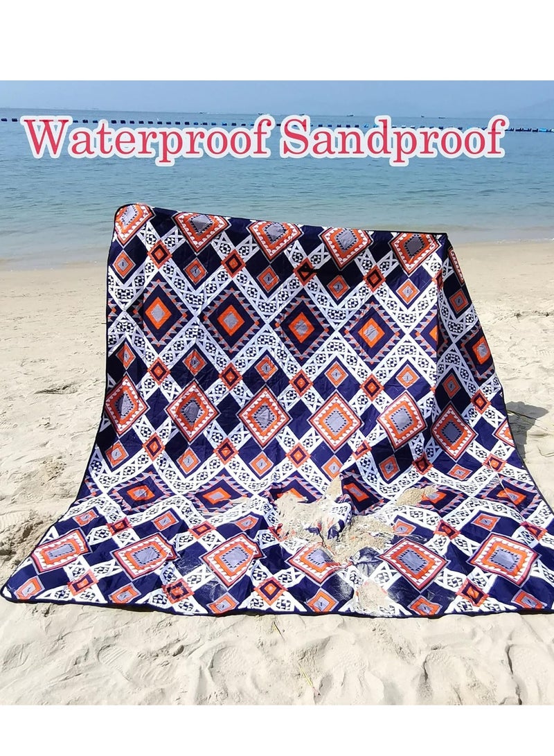 Large Outdoor Picnic Blankets, 79''x79'' Sandproof Beach Blanket Lightweight Foldable Extra =Perfect for Family Camping Park Travel Grass