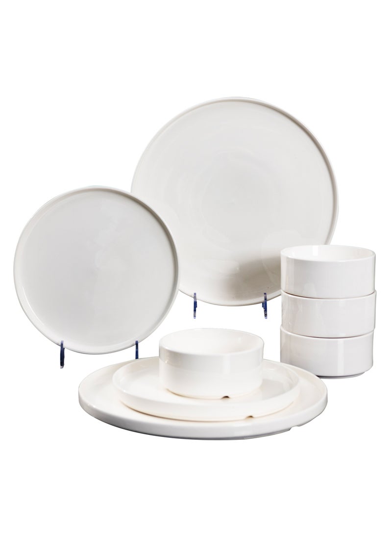 Elegant White Porcelain Dinner Set, 16-Piece Modern Ceramic Plates and Bowls - Microwave & Dishwasher Safe