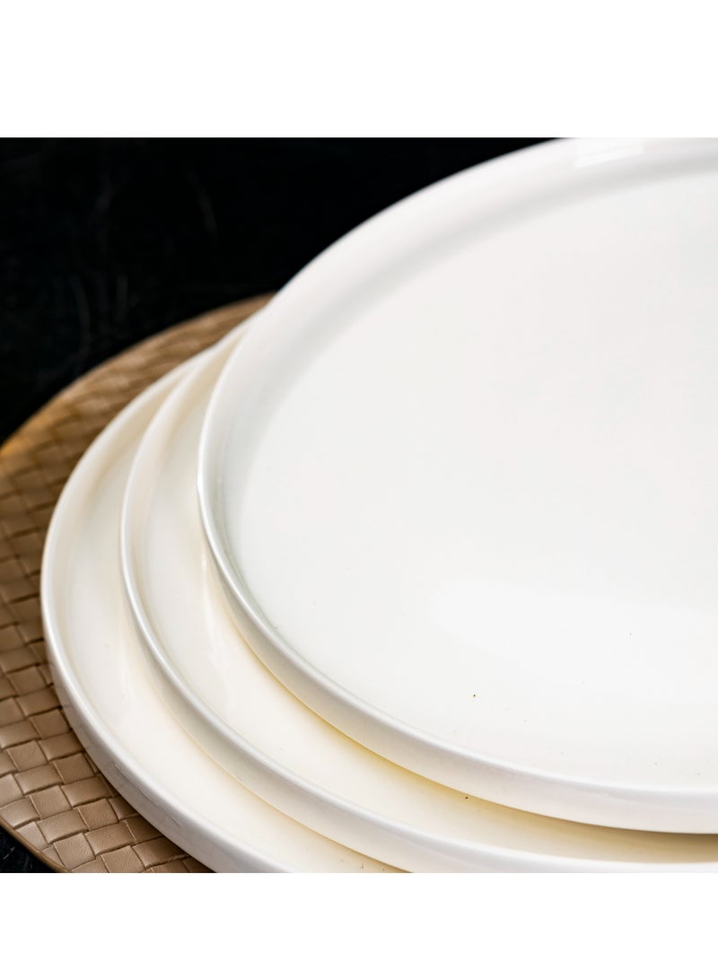 Elegant White Porcelain Dinner Set, 16-Piece Modern Ceramic Plates and Bowls - Microwave & Dishwasher Safe