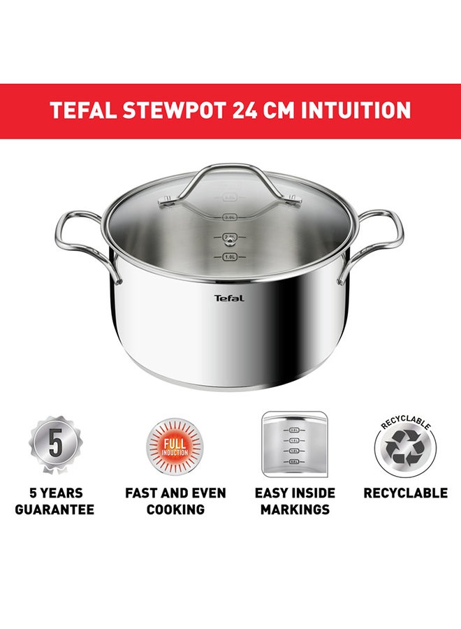 Intuition 24 cm Casserole Premium Stainless Steel 18/10 4.9 L Induction Stainless Steel 24 cmcm