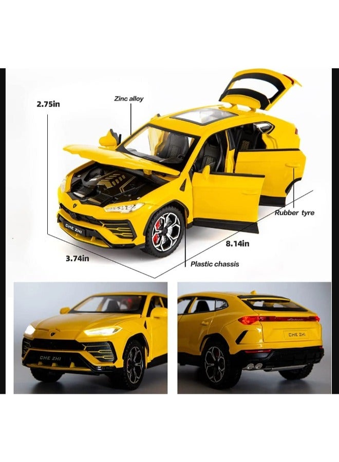 1:24 Simulation of Lamborghini Urus Diecast Car Model – Pull Back Alloy SUV Toy with Sound & Light – Kids Boys Girls Gift Collectible
