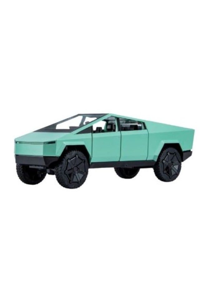 Toy Pickup Truck 1/24 Cybertruck Die-cast Metal Model Car, With Sound and Light Pull Back, Suitable for Children Aged 3 and Above as Birthday Gifts (GREEN)