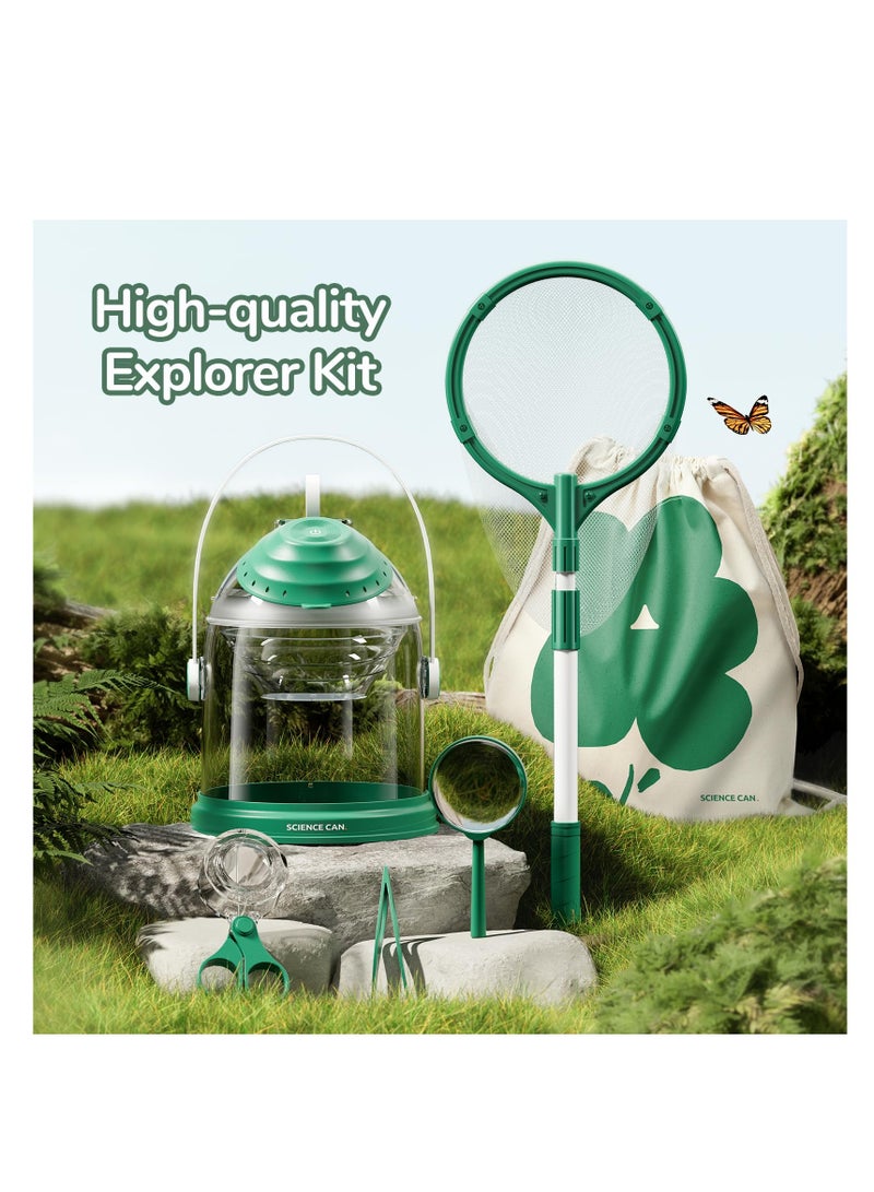 Kids Outdoor Explorer Kit with Bug Catcher Backpack Butterfly Net Magnifier for Boys and Girls Educational Nature Play Set