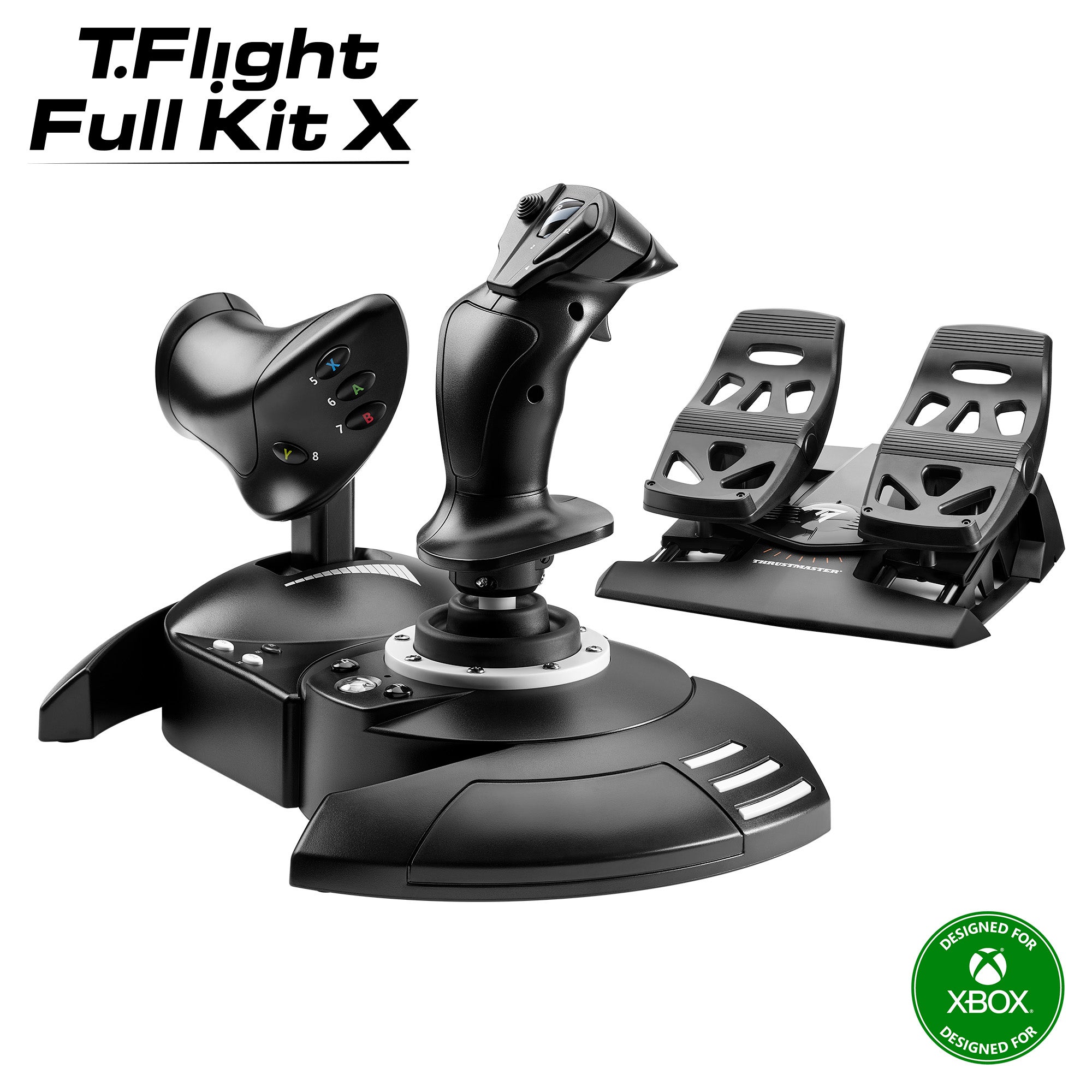 Thrustmaster T.Flight Full Kit X: Complete Kit for Flight Simulation, Joystick and Detachable Throttle, Rudder Pedals with Slide Rails, Compatible with Xbox Series X|S, Xbox One and PC