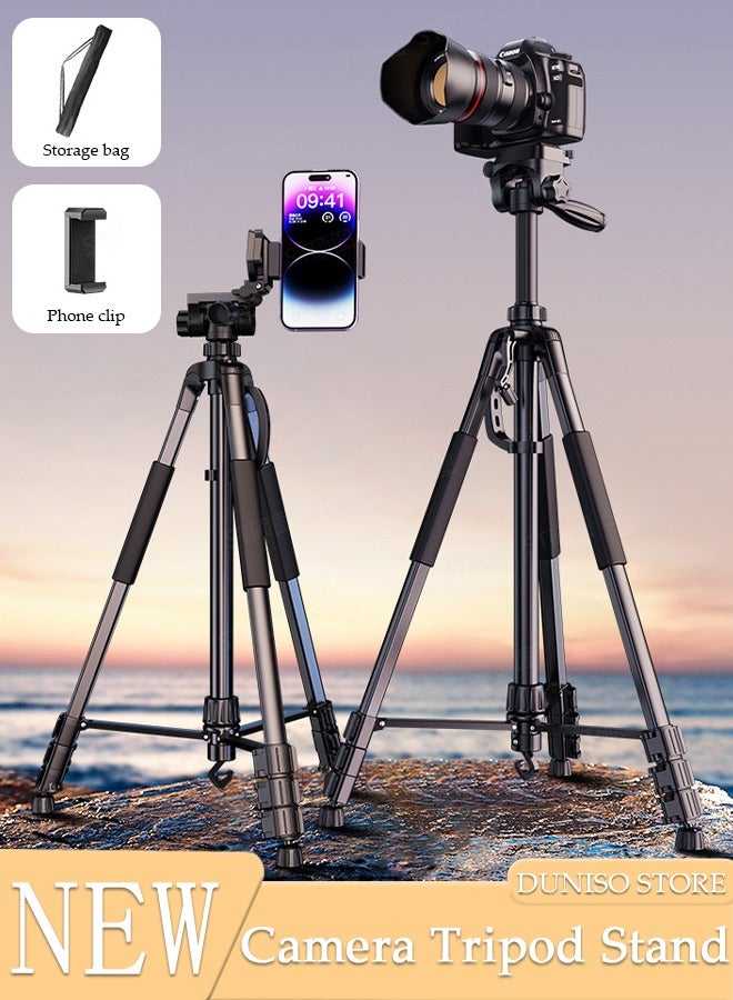 170cm Phone Tripod Stand, Selfie Stick Tripod Extendable for Phone, Camera and Phone Holder, Aluminum Tripod Stand for Video Recording Selfies Live Stream