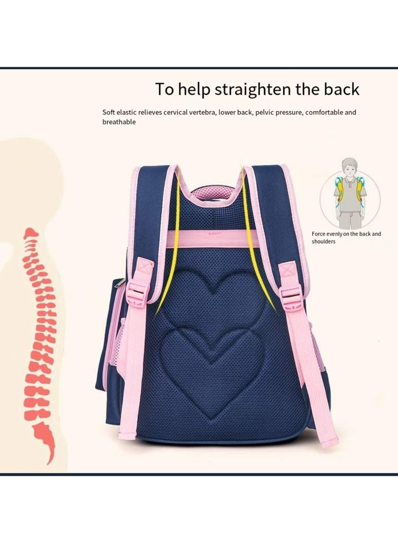 SIJINIAO - Girls' Backpack, Girls' Backpack, Children's Primary School Backpack, Blue Pink, Backpack