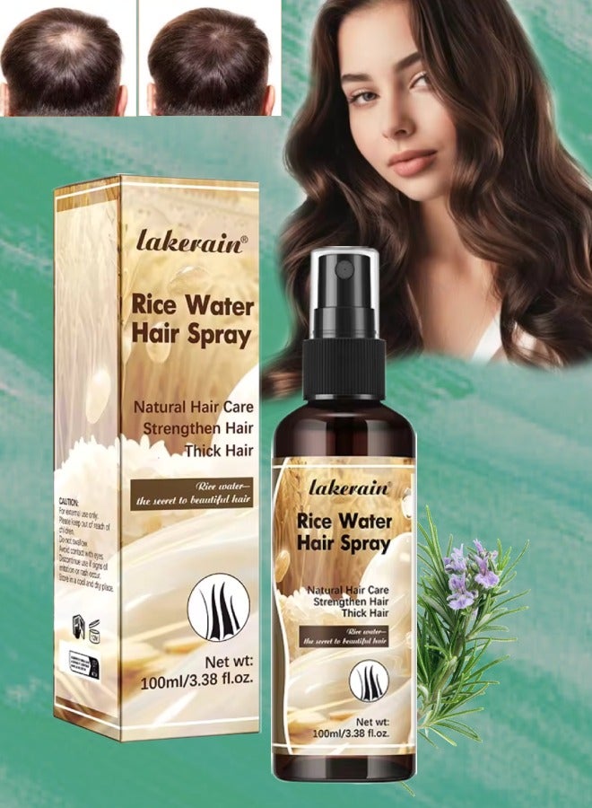 100ml Rice Water Hair Spray for Hair growth Strengthen Thicken Hair Promote Hair Growth with Rice Water Keratin and Rosemary Rice Water Hair Oil Serum Spray for Dry Damaged Hair Rice Water Hair Serum