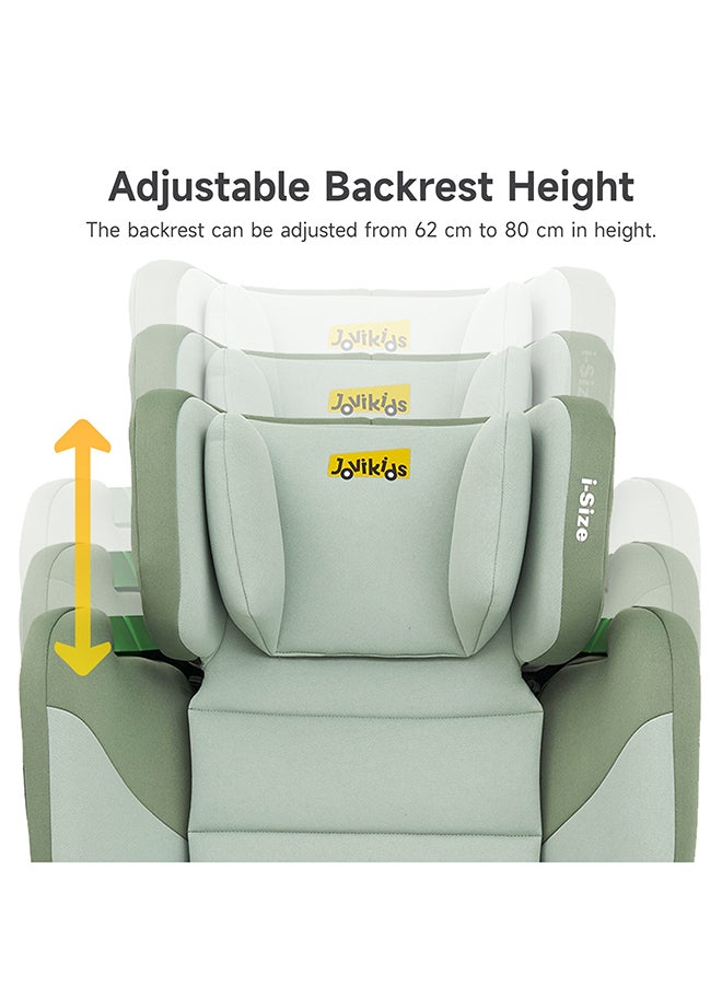 Cabin Size Portable Rober i-Size Car Seat With ISOFIX, 100 - 150 CM (Approx. 3 to 12 Years), Adjustbale Height And Width, ECE R129, Green