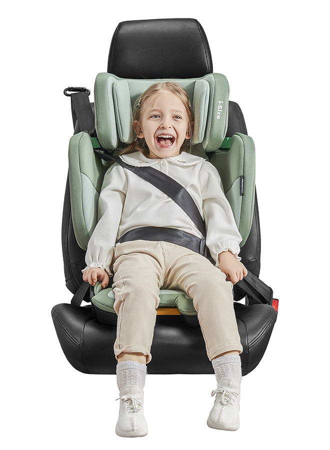 Cabin Size Portable Rober i-Size Car Seat With ISOFIX, 100 - 150 CM (Approx. 3 to 12 Years), Adjustbale Height And Width, ECE R129, Green