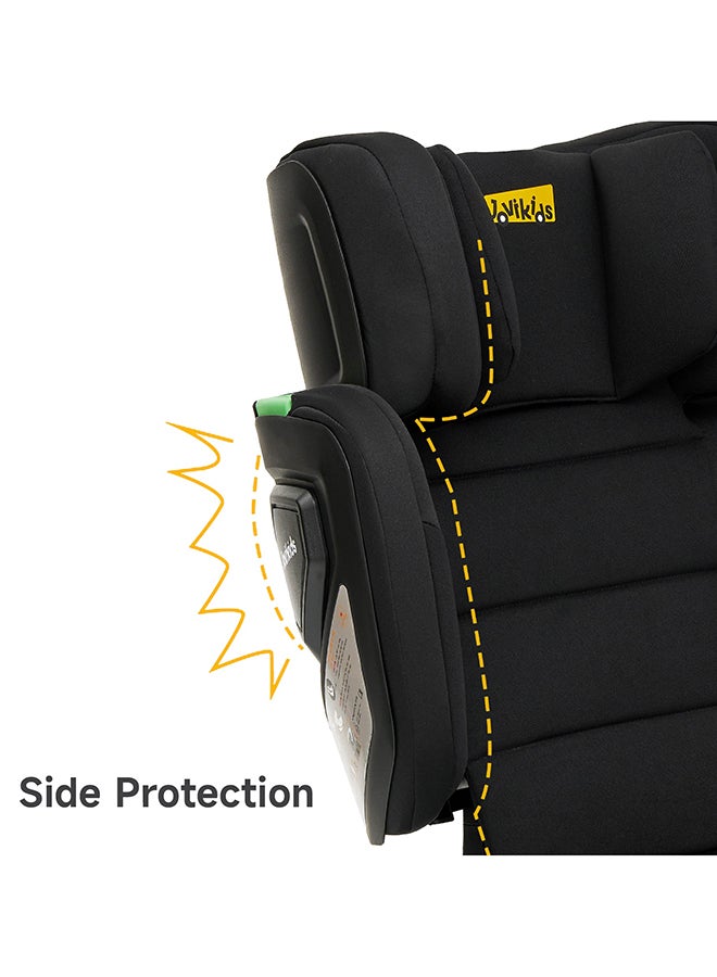 Cabin Size Portable Rober i-Size Booster Seat With ISOFIX, 100 - 150 CM (Approx. 3 To 12 Years), Adjustbale Height And Width, Compact And Folding, ECE R129, Black