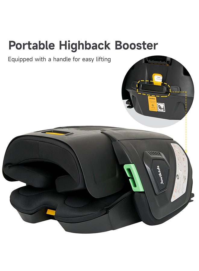 Cabin Size Portable Rober i-Size Booster Seat With ISOFIX, 100 - 150 CM (Approx. 3 To 12 Years), Adjustbale Height And Width, Compact And Folding, ECE R129, Black