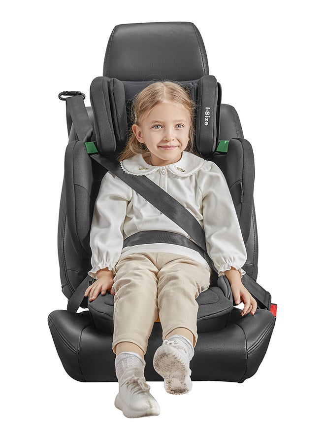 Cabin Size Portable Rober i-Size Booster Seat With ISOFIX, 100 - 150 CM (Approx. 3 To 12 Years), Adjustbale Height And Width, Compact And Folding, ECE R129, Black