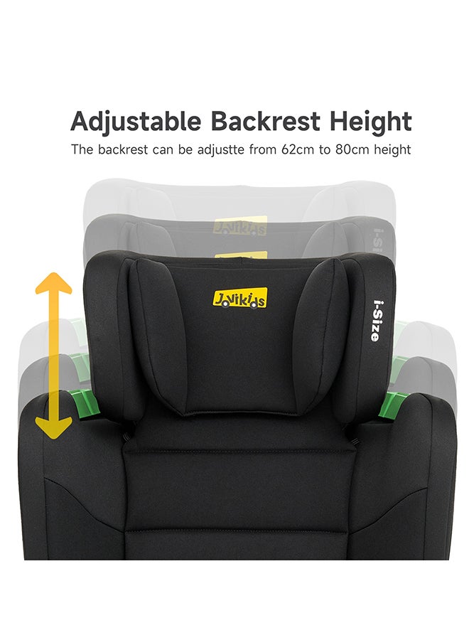 Cabin Size Portable Rober i-Size Booster Seat With ISOFIX, 100 - 150 CM (Approx. 3 To 12 Years), Adjustbale Height And Width, Compact And Folding, ECE R129, Black