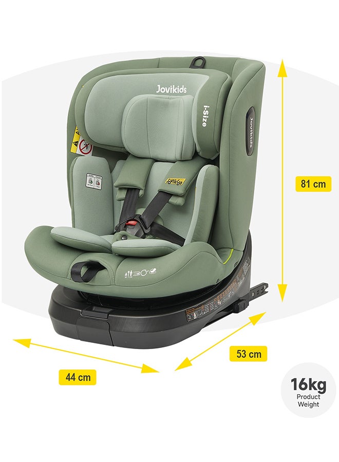 Rotating Ranger TT ISOFIX Car Seat 360° For Baby, 40 - 150 CM, 0 - 12 Years, ECE R129/E4 I-Size, Fixations ISOFIX, Top Tether - Green