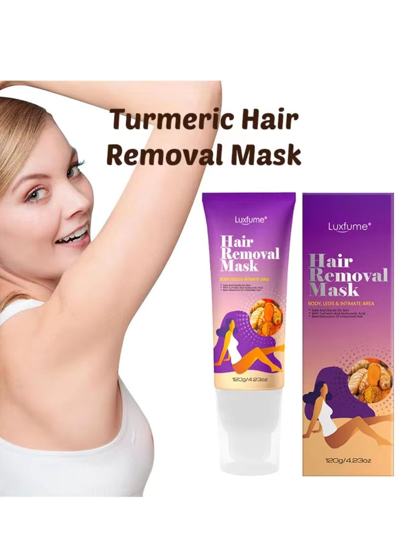 120g Hair Removal Cream for Arms Legs and Underarms Hair Removal Sensitive Hair Removal Cream Effective and Painless Soothing and Brightens Skin Turmeric Hair Removal Mask Cream