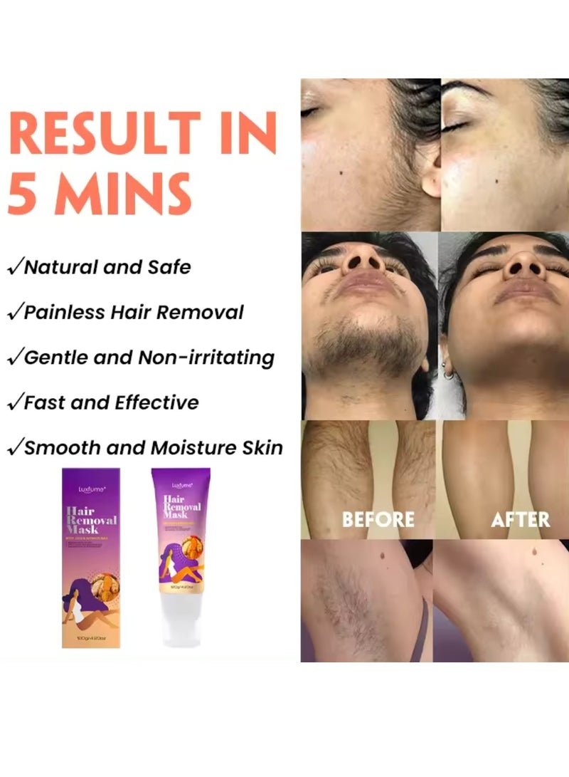 120g Hair Removal Cream for Arms Legs and Underarms Hair Removal Sensitive Hair Removal Cream Effective and Painless Soothing and Brightens Skin Turmeric Hair Removal Mask Cream