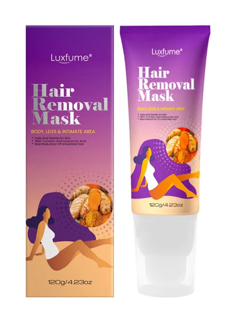 120g Hair Removal Cream for Arms Legs and Underarms Hair Removal Sensitive Hair Removal Cream Effective and Painless Soothing and Brightens Skin Turmeric Hair Removal Mask Cream